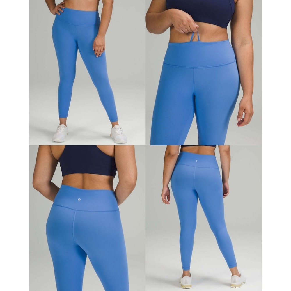 Lululemon Wunder Train Tight Leggings Womens 14 Blue High-Rise Sweat Wicking